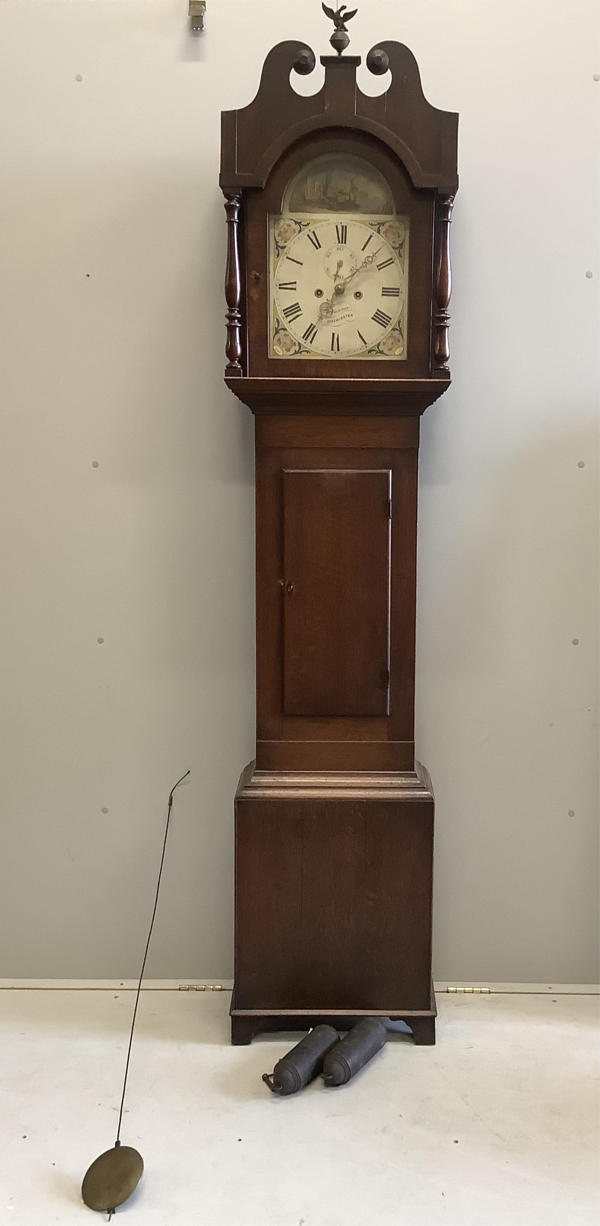 A longcase clock with painted dial, height 226cm